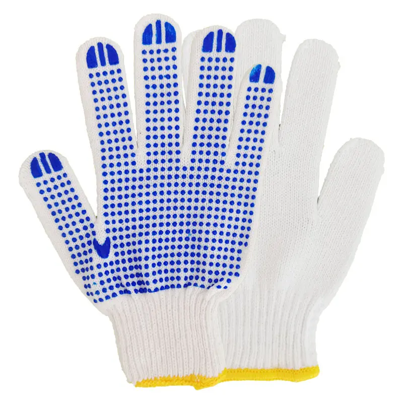 SunnyHope-Guantes DE SEGURIDAD antideslizantes para el trabajo, tejidos de algodón, puntos de PVC, guantes de jardín, protección de construcción, guantes punteados de poliéster