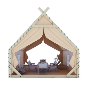 Carpa para Eventos y Fiestas Glamping, Blanca, Triangular, con Estructura de Madera, Impermeable, para Tres Estaciones, para Acampar y Comer al Aire Libre - Product Image 5