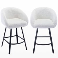 Tabouret de bar moderne de luxe à hauteur de comptoir rembourré et pivotant à 360 ° avec dossier pour la cuisine