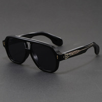 Lunettes de soleil surdimensionnées rétro en acétate avec logo personnalisé, style pilote à double barre, pour hommes, tendance, protection UV400, pour sports de plein air