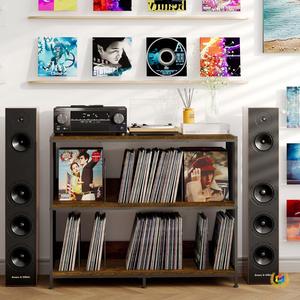 Estante y Soporte para Discos de Vinilo de Doble Cara, Combinación de Hierro y Madera, Diseño de una Pieza, Mesa para <span class=keywords><strong>Tocadiscos</strong></span> con Envío Directo - Product Image 4