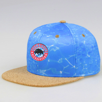 2023 Topi Snapback Cetak Sublimasi Kustom Tepi Datar Gabus Kayu Terlaris dengan Patch Bordir