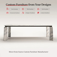 Table à manger rectangulaire en bois haut de gamme pour villa, design moderne à bords courbes uniques, entièrement résistante à l'humidité (Lvfurniture)