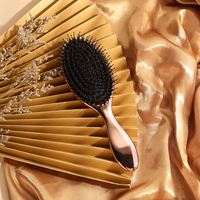 Brosse démêlante en céramique 5-en-1 Rose Gold avec clip et peigne, pour extensions capillaires, en poils de sanglier colorés