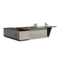 Table de bureau de luxe au design moderne, en forme de L, brillante, pour PDG, bureau de direction haut de gamme, mobilier en bois pour président