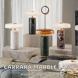 Lampe de bureau LED moderne au design nordique avec ampoule E27, lampe de table en verre sur base en marbre, alimentation CA pour salon et chambre à coucher - Product Image 3