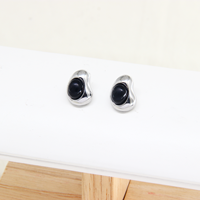 Boucles d'oreilles clous en acier inoxydable noir de haute qualité pour femmes, bijoux fantaisie hypoallergéniques, personnalisables, vente en gros