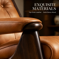 Vintage-Stil Mittelalterliches Design Echtleder-Sofa Chaiselongue Sessel Holzbeine Rutschfeste Fußauflage für Wohnzimmer Balkon