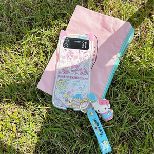 Per Samsung Z Flip 6 custodia del telefono cellulare cartone animato carino Sanli Samsung cat orecchio con ciondolo cover protettiva per Samsung Z Flip 5 4 3 - Product Image 4