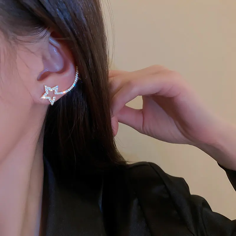 Ear Wrap Moon And Star Earring Hooks Fashion Jewelry Hooks Climber Ear Cuff Clip Earrings