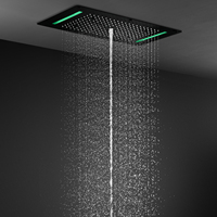 Panneau de douche à 4 fonctions, panneau de pomme de douche, robinets mitigeurs thermostatiques, corps latéral, Jet noir, finition 380x700MM, 2 pièces