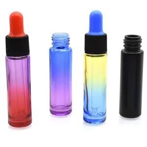 Échantillon gratuit bouteille essentielle en verre mince cylindre 10ml emballage cosmétique flacon compte-gouttes en verre