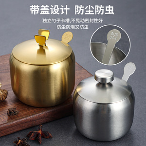Stainless Steel <b>Spice</b> <b>Jar</b> 304 Gold With Spoon Kitchen Use - Product Image 5