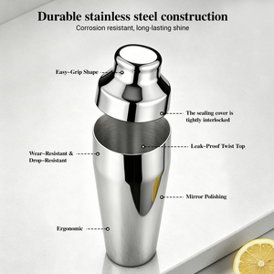 Shaker à cocktails <span class=keywords><strong>français</strong></span> en acier inoxydable de qualité supérieure, shaker à martini poli miroir, shaker de barman pour <span class=keywords><strong>bar</strong></span> à domicile et bars professionnels - Product Image 4