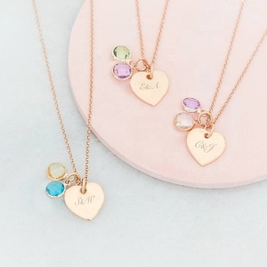 Colliers personnalisés en forme de cœur en <span class=keywords><strong>argent</strong></span> 925 pour femmes, breloques en pierre de naissance, coeur vierge gravé, 2023 - Product Image 1