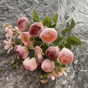 10 Köpfe Seide Herbst Kamelie Bouquet Dekor Kunststoff Hochzeits dekoration Tisch Künstliche Herzstück Blume