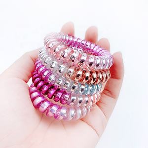 थोक धातु सरल बाल coils बाल सर्पिल बाल टाई टेलीफोन तार उच्च लोचदार नीयन रंग रबर बैंड - Product Image 6