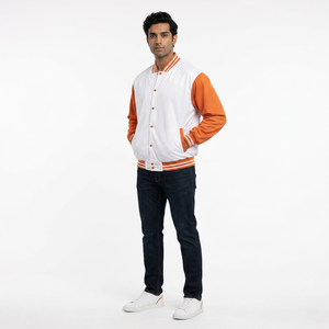 Fashion Bomber Team <b>Jacket</b> <b>Men</b> 100% Cotton Varsity Stand Collar Winter High Street Front Logo OEM Custom Logo <b>Warm</b> Breathable - Product Image 1