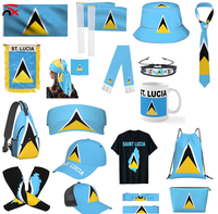 Nouvel ensemble Sainte-Lucie : Sac bandoulière, bracelet, mug, gants de boxe, cravate, écharpe, casquette et maillot pour les fans de football