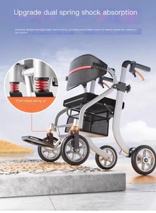 Pieghevole sedia a rotelle in alluminio leggero rotolamento Rollator Walker per adulti anziani anziani con sedile - Product Image 4