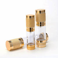 Flacon pompe sans air sous vide avec capuchon doré, logo personnalisable, contenant cosmétique vide pour emballage de sérum, essence, lotion