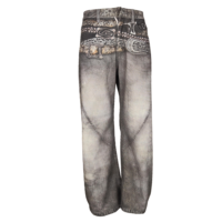 Jeans droits vintage punk hip hop pour homme 100% coton |   Impression numérique 3D HD |   Rivet |   Modèles personnalisés ODM pris en charge
