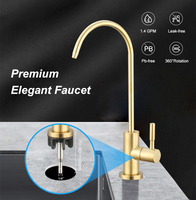 Robinet Purificateur d'Eau Manuel en Acier Inoxydable de Haute Qualité à Osmose Inverse Doré, Anti-rouille, Anti-fuite, Durable, Garantie 3 Ans