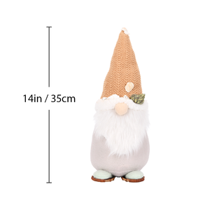 Sand Chevron Knit Hat Coastal Gnome Plush Shell Trim Doll with Woven Sandal <b>Feet</b> for Beach House Entry <b>Table</b> Decor - Product Image 2