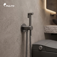 Ensemble de robinetterie de bidet de luxe gris anthracite en laiton, kit shattaf portable avec tuyau anti-explosion et mitigeur, accessoires de salle de bain