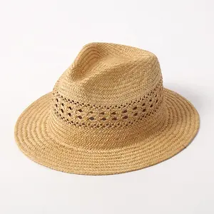 Cao Cấp Sang Trọng Chất Lượng Cao Rơm Mỏng Mở Dệt Sombrero Rộng vành Bãi Biển Panama Hat