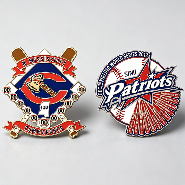 Custom 12U Youth Baseball Trading Pins Soft Enamel Metal Badges Team Logo Tournament Souvenir Lapel Pins
