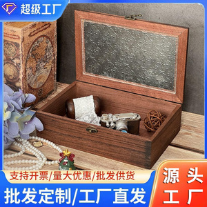 Wooden Jewelry <b>Box</b> Rectangular <b>Storage</b> <b>Box</b> With Glass Top For Jewelry Necklace <b>Photo</b> Collection Multiple Sizes - Product Image 5