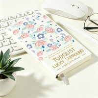 Carnet de notes A6 à couverture rigide florale, 98 feuilles, planificateur de tâches quotidien portable de poche avec marque-page en ruban pour le bureau et l'école