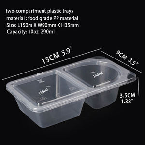 Bandejas Desechables de 2 Compartimentos para Salsas, 290 ml (10 oz), Material PP, Recipientes para Salsas y Condimentos para Llevar - Product Image 2