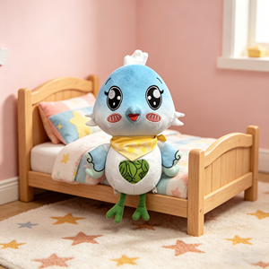 OEM/ODM Super morbido <span class=keywords><strong>blu</strong></span> gradiente bianco piccolo uccello peluche sciarpa a forma di cuore con grande occhio come regalo di accompagnamento per bambini - Product Image 2