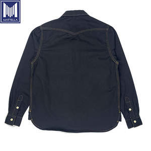 Tùy Chỉnh Thiết Kế Cổ Điển Phong Cách 8Oz Màu Đen Indigo Chambray Selvedge Cotton Jeans Denim Cho Nam Giới Phụ Nữ Cộng Với Kích Thước Áo Sơ Mi Giản Dị Bao Gồm - Product Image 4