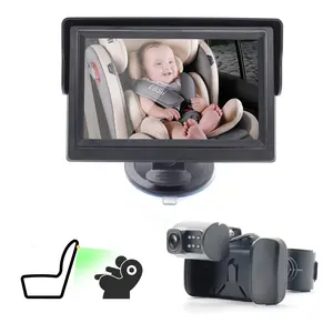 Caméra de voiture pour bébé HD 1080P avec affichage Siège de sécurité pour bébé Miroir de voiture pour bébé orienté vers l'arrière Installation facile Vision nocturne
