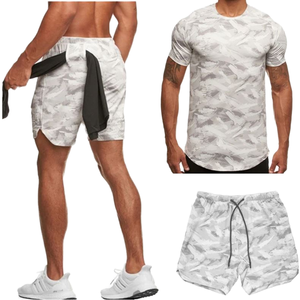 Conjunto de Camiseta y Pantalones Cortos Deportivos de Verano para Hombre, de Secado Rápido, Poliéster/Algodón, Ropa Deportiva Informal - Product Image 1