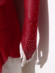 Vestido de Patinaje Artístico con Pedrería y Malla, Profesional para Mujer, Asimétrico, Manga Larga, Cuello Alto, Leotardo para Competencia de Patinaje sobre Hielo - Product Image 5