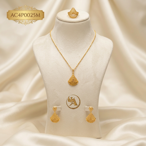 Juego de Collares Clásicos de Latón con Baño de Oro de 18K y Cadena Singapuriana Trenzada para Mujeres y Niñas - Joyería para Bodas y Fiestas - Product Image 1
