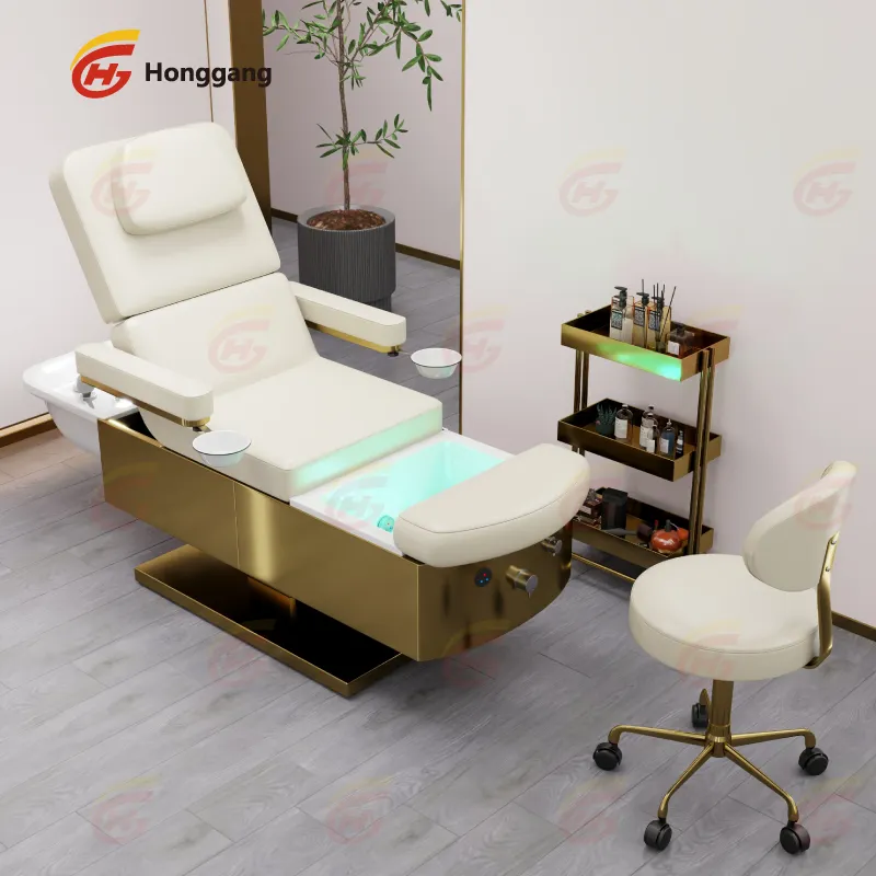 Thai Luxury King Size Head Foot Facial Eyelash Spa Beauty Salon Bed Hair Washing Electric Massage Table Bed