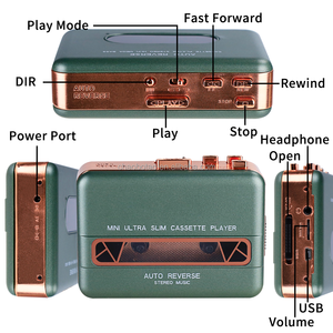 Lecteur de <span class=keywords><strong>cassette</strong></span> stéréo vert OEM d'usine, enregistreur de bande, baladeur, haut-parleur intégré avec prise casque 3,5 mm - Product Image 5