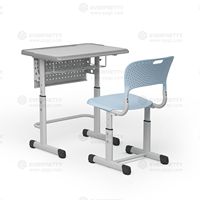 Dernier design moderne Ensemble bureau et chaises ergonomiques en bois à hauteur réglable pour étudiants en classe