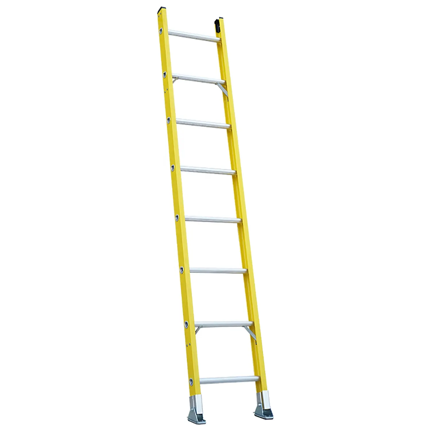 South America hot sale 8 step D type rung fiberglass single straight step ladder for industrial power work or home use