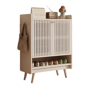 <span class=keywords><strong>Meuble</strong></span> à chaussures moderne et durable en panneaux de particules, organisateur de rangement pour chaussures avec portes à lattes ventilées, idéal pour l'entrée et le couloir - Product Image 1
