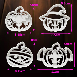 Juego de Cortadores de <span class=keywords><strong>Galletas</strong></span> de Calabaza de Halloween Moldeados por Inyección de Plástico, Cortador y Estampador de <span class=keywords><strong>Galletas</strong></span> 3D para Fondant, Repostería, Herramientas de Repostería DIY - Product Image 3