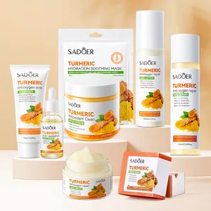 Kurkuma Serie Biologische Anti Acne Donkere Vlek Zeep Serum Gezichts Wassen Scrub Crème Schoonheid Whitening Kurkuma Huidverzorging Set Voor Vrouwen