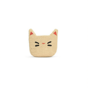 Bolso de paja con forma de gato de 12x14cm con bonito diseño de animales para uso en la playa para niños - Product Image 1