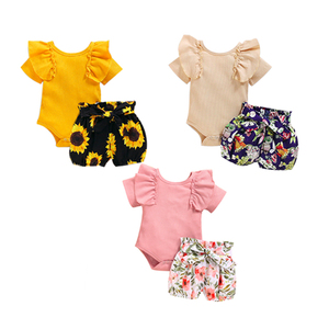 Personalizzazione <span class=keywords><strong>set</strong></span> di abbigliamento per bambini estate ropa de bebe stampa vestiti per bambini tutina 100% cotone 3 pezzi <span class=keywords><strong>set</strong></span> pagliaccetto per ragazzi e ragazze - Product Image 3