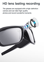 Lunettes Enregistreur Vidéo 4K Mini Caméra Lunettes de Soleil Polarisées UV400 avec Écouteurs pour Sports de Plein Air